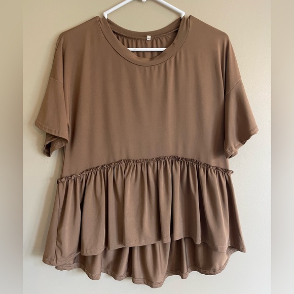 Tops | Brown Ruffle Top | Poshmark
